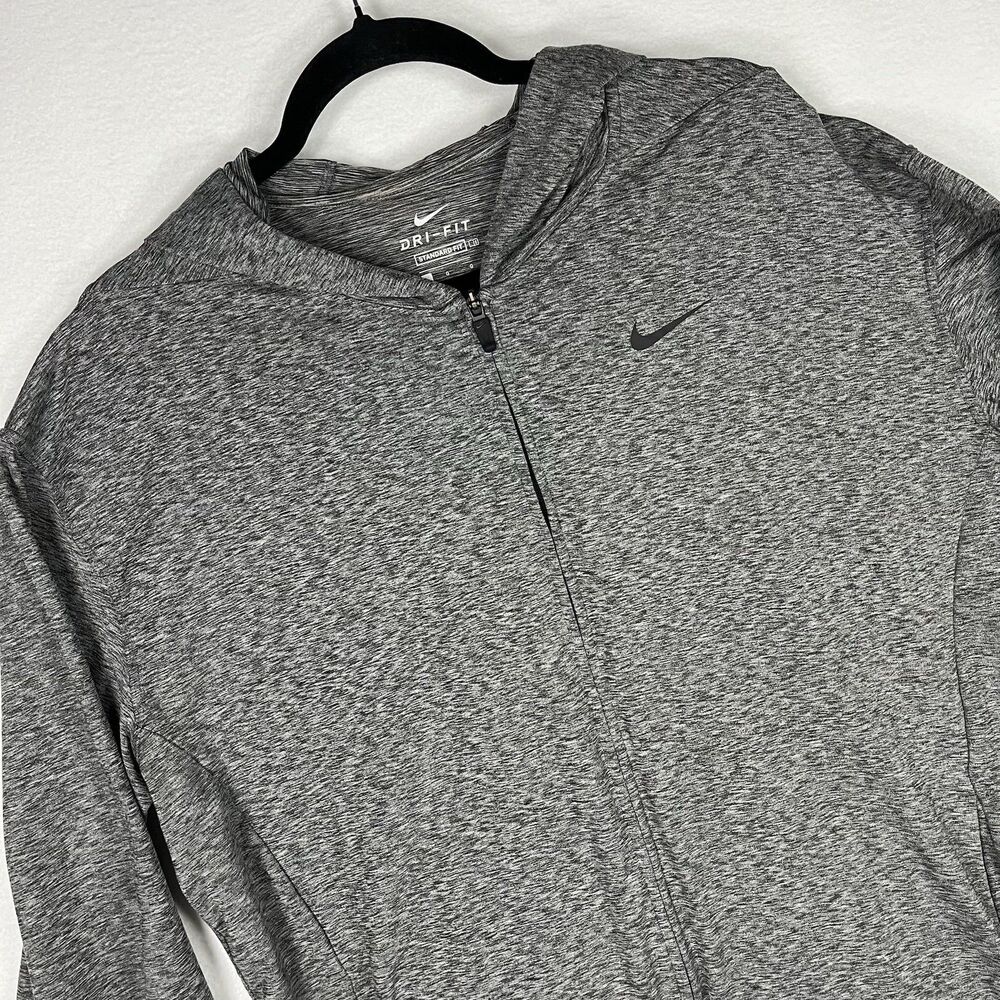 Nike Mens Dri-Fit Full Zip Hoodie Jacket Gray L